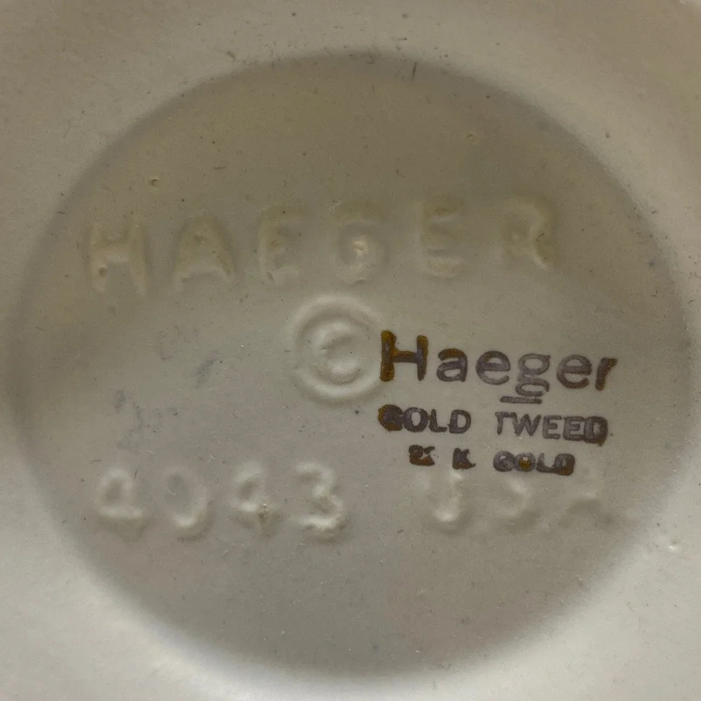 VTG Royal Haeger 4043 Gold Tweed Vase Textured Gold Accent White‎ Ceramic 13